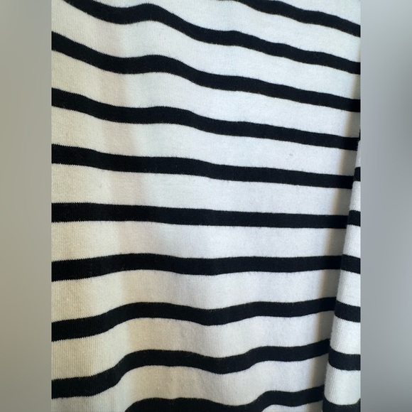 Papillon Black White Striped Blouse SS with Tie Knot Wrap Front Womens Sz XL - Picture 6 of 7